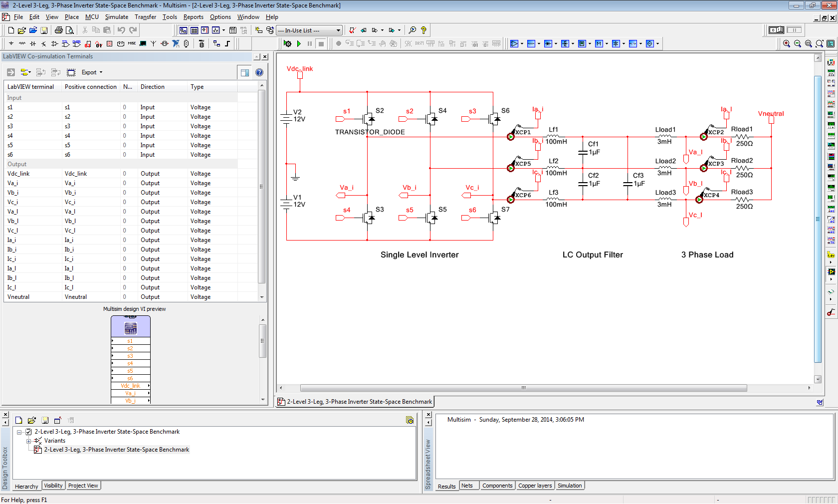 Multisim 2-level three phase inverter.png